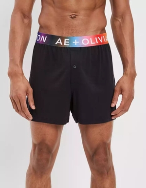 Shorts De Bain American Eagle AE Olivia Ponton Pride Ultra Soft Noir Homme | SQV-59646525